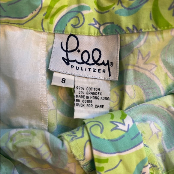 Lilly Pulitzer High Waist Green and Blue Shorts - Picture 3 of 3